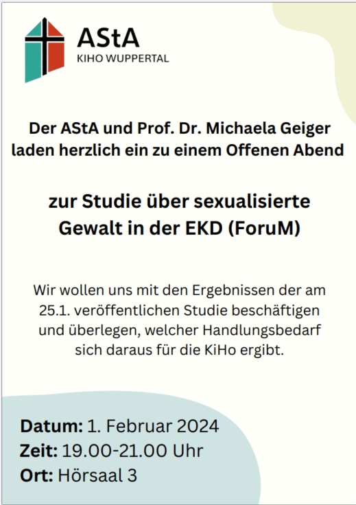 Plakat zum Offenen Abend an der Kirchlichen Hochschule Wuppertal zum Thema sexualisierte Gewalt